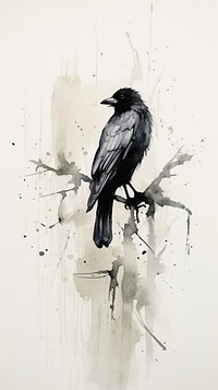 A crow painting animal bird. AI generated Image by rawpixel.