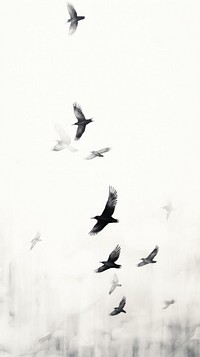 Flock of birds flying animal white monochrome. AI generated Image by rawpixel.
