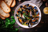 Seafood clam parsley mussel. AI generated Image by rawpixel.