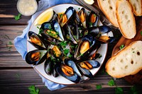 Seafood clam parsley mussel. AI generated Image by rawpixel.