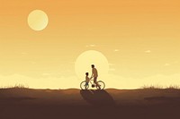 Father riding a bicycle with child landscape outdoors vehicle. AI generated Image by rawpixel.