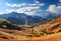 Mountain autumn landscape wilderness panoramic outdoors. AI generated Image by rawpixel.