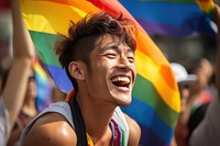 Taiwanese male parade portrait pride. AI generated Image by rawpixel.