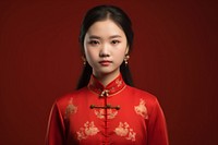 Chinese women dress red red background. AI generated Image by rawpixel.