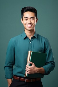 A smile student men holding book publication portrait adult. AI generated Image by rawpixel.