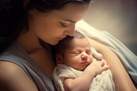 Mom holds newborn baby portrait photo affectionate. AI generated Image by rawpixel.