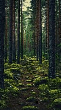 Pine forest nature wilderness vegetation. AI generated Image by rawpixel.