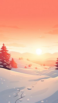 Sunset in snow landscape sunlight outdoors. AI generated Image by rawpixel.