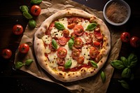 Neapolitan pizza food mozzarella pepperoni. AI generated Image by rawpixel.