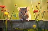 Animal rodent mammal flower. AI generated Image by rawpixel.
