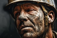 Close up tired dirty construction worker face portrait adult architecture. AI generated Image by rawpixel.