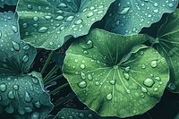 Close up wet lotus leaves outdoors nature plant. AI generated Image by rawpixel.