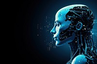Artificial intelligence adult robot blue
