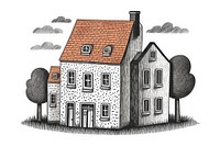 Town house drawing architecture building. AI generated Image by rawpixel.