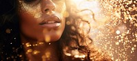 Women face with gold dust portrait fashion sparks. AI generated Image by rawpixel.