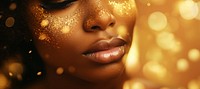 Women face with gold dust portrait photo celebration. AI generated Image by rawpixel.
