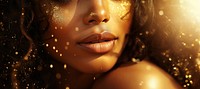 Women face with gold dust portrait photo illuminated. AI generated Image by rawpixel.