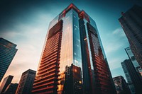 Retro tall office skyscarper tower city architecture cityscape. AI generated Image by rawpixel.