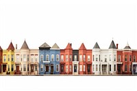 Layers of American row houses architecture building white background. AI generated Image by rawpixel.