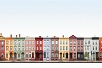 Layers of American row houses architecture building city.