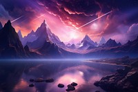 Futuristic landscape mountain panoramic outdoors. AI generated Image by rawpixel.