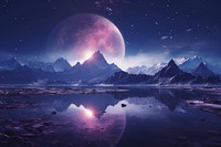 Futuristic landscape astronomy panoramic mountain. 