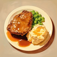 Plate steak food meal. AI generated Image by rawpixel.