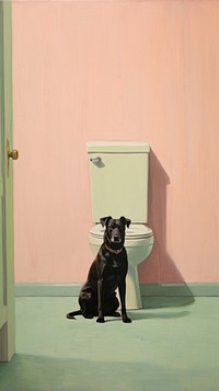 A dog in toilet bathroom mammal animal. AI generated Image by rawpixel.