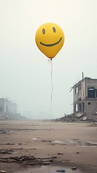 Smiley balloon floating architecture outdoors emoticon. AI generated Image by rawpixel.