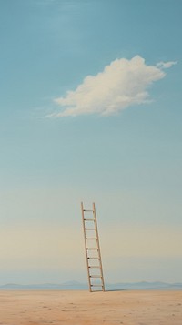A ladder in the desert with sky background outdoors horizon nature. 