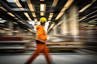 Construction worker walking motion adult architecture. AI generated Image by rawpixel.