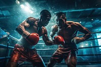 Realistic boxers fighting on the stage punching sports boxing. AI generated Image by rawpixel.