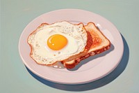 Fried egg and bacon breakfast bread on a dish plate food freshness. AI generated Image by rawpixel.