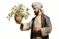 Man holding potted plant adult white background photography. AI generated Image by rawpixel.