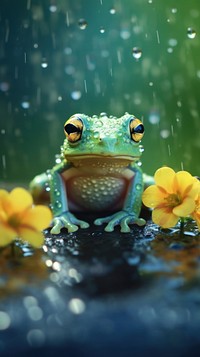 Flower frog amphibian wildlife. AI generated Image by rawpixel.