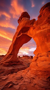 Desert arch colorful nature architecture outdoors. AI generated Image by rawpixel.
