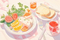 English breakfast grapefruit lunch plate. AI generated Image by rawpixel.