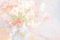 Flower vase on the table in cafe painting plant fragility. AI generated Image by rawpixel.