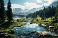Nature forest lake wilderness. AI generated Image by rawpixel.