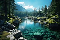Nature green lake wilderness. AI generated Image by rawpixel.