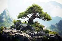 Mountain nature tree wilderness. AI generated Image by rawpixel.
