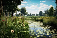 Nature grass tree pond. AI generated Image by rawpixel.