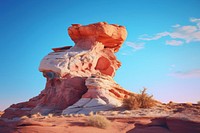 Rock formation on a desert cliff nature outdoors tranquility. AI generated Image by rawpixel.