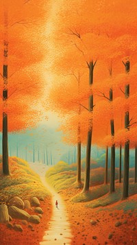 Autumn forest landscape outdoors painting. AI generated Image by rawpixel.