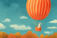 Close up cute rabbit wearing red scarf on a hot air balloon aircraft vehicle transportation. AI generated Image by rawpixel.