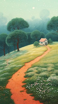 Field landscape outdoors painting. AI generated Image by rawpixel.