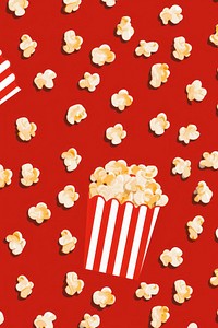 Popcorn movie pattern wallpaper snack food backgrounds. AI generated Image by rawpixel.