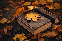 Autumn book publication leaves. AI generated Image by rawpixel.