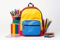 School backpack pencil school white background. AI generated Image by rawpixel.