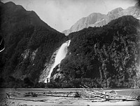 [Milford Sound, Bowen Falls] (1880s) by Burton Brothers.